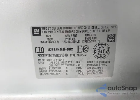 2014 Chevrolet Silverado 1500 High Country from USA, damaged, VIN 3GCUKTEJXEG271648